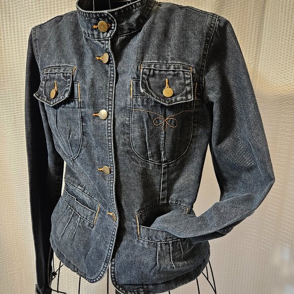 Lifeline Quiet Luxury Design Pocket Denim Blue Jean Jacket Size 36 (M) - Picture 1 of 15
